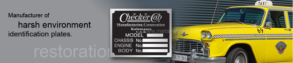 Metalphoto anodized aluminum name plates with restored yellow taxi � restoration